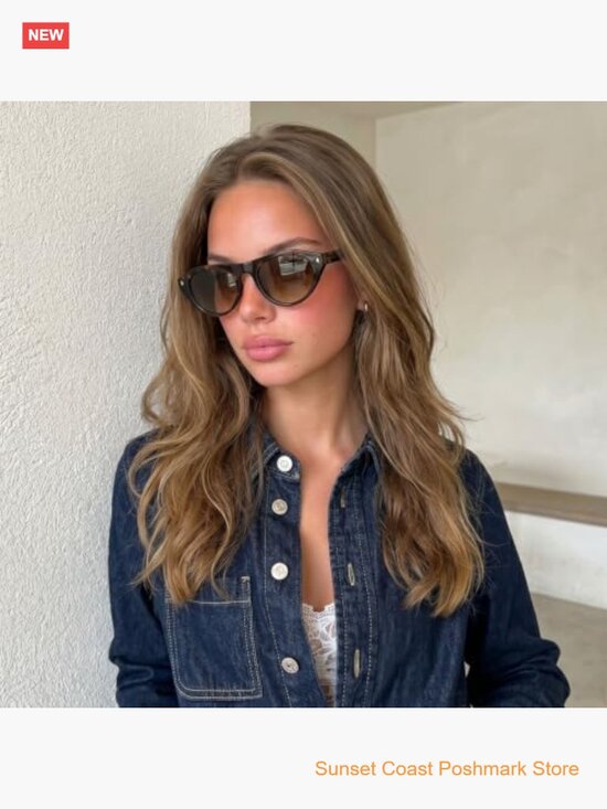 Retro Oval Cat Eye Sunglasses with UV400 Protection Lightweight for Travel or main image 5
